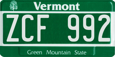 VT license plate ZCF992