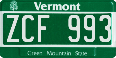 VT license plate ZCF993