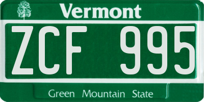 VT license plate ZCF995