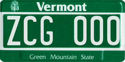 VT license plate ZCG000