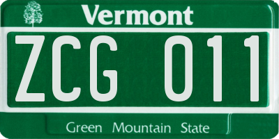 VT license plate ZCG011