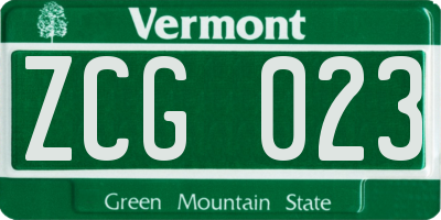 VT license plate ZCG023