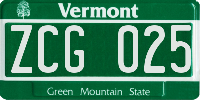 VT license plate ZCG025