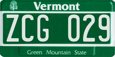 VT license plate ZCG029