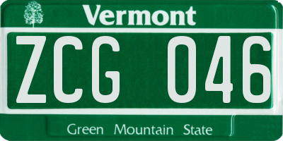 VT license plate ZCG046