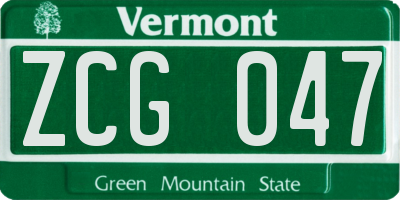 VT license plate ZCG047