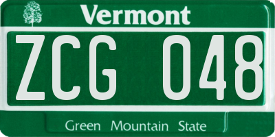 VT license plate ZCG048