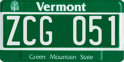 VT license plate ZCG051