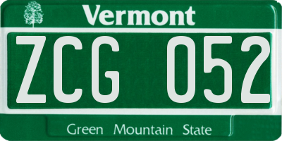 VT license plate ZCG052
