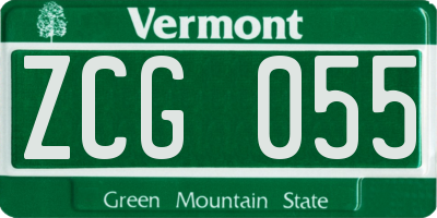 VT license plate ZCG055