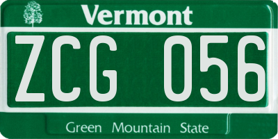 VT license plate ZCG056