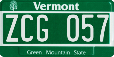 VT license plate ZCG057