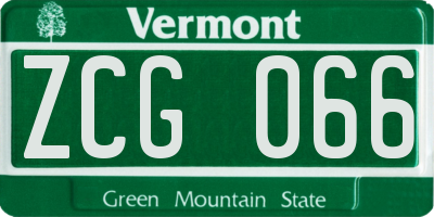 VT license plate ZCG066