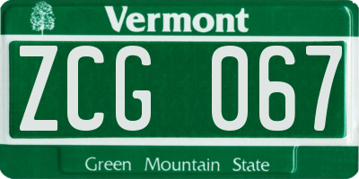 VT license plate ZCG067