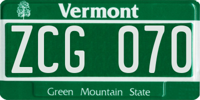 VT license plate ZCG070