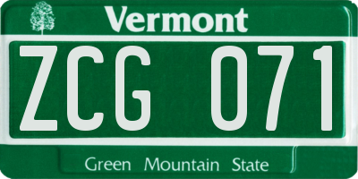 VT license plate ZCG071