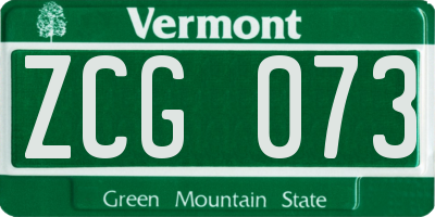 VT license plate ZCG073