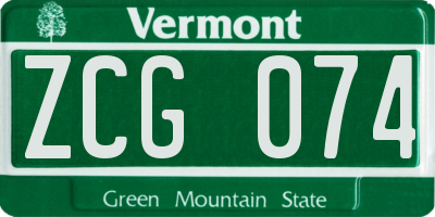 VT license plate ZCG074