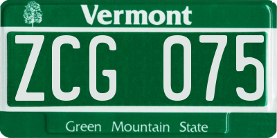 VT license plate ZCG075