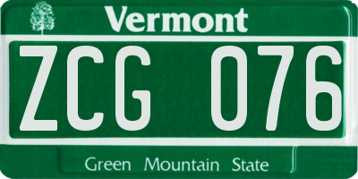 VT license plate ZCG076