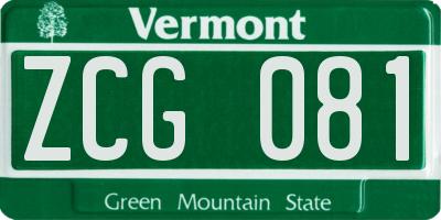 VT license plate ZCG081