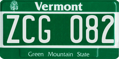 VT license plate ZCG082