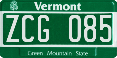 VT license plate ZCG085