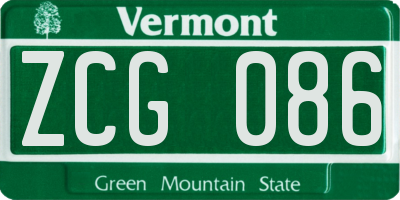 VT license plate ZCG086
