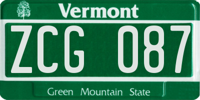 VT license plate ZCG087