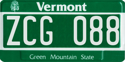 VT license plate ZCG088