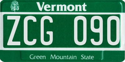 VT license plate ZCG090