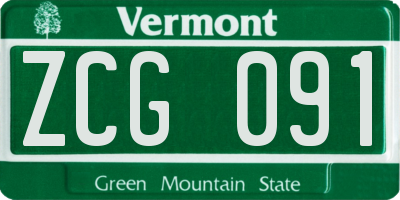 VT license plate ZCG091