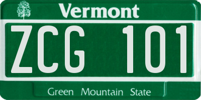 VT license plate ZCG101