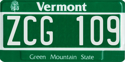 VT license plate ZCG109