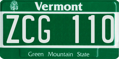 VT license plate ZCG110