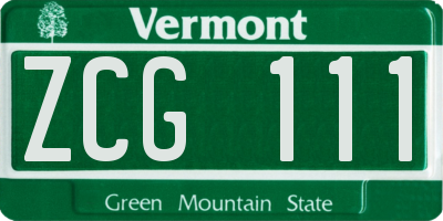 VT license plate ZCG111