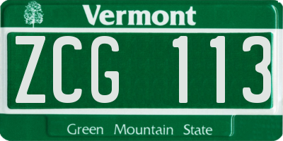 VT license plate ZCG113