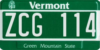 VT license plate ZCG114