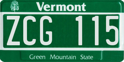 VT license plate ZCG115