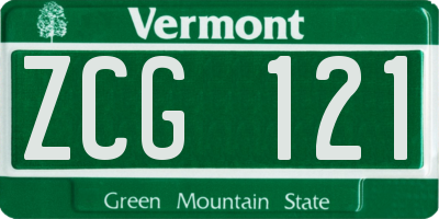 VT license plate ZCG121