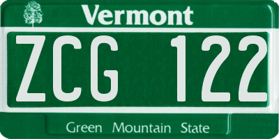 VT license plate ZCG122