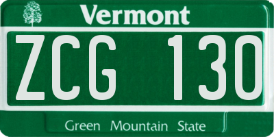 VT license plate ZCG130