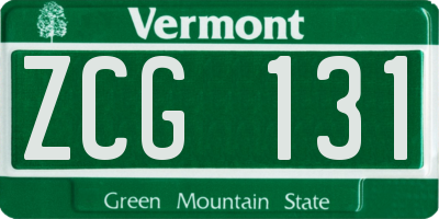 VT license plate ZCG131