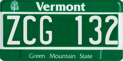 VT license plate ZCG132