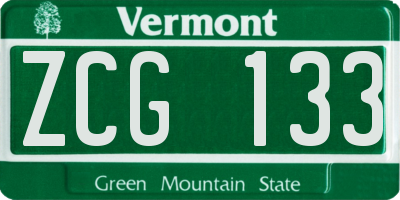 VT license plate ZCG133