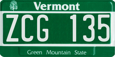 VT license plate ZCG135
