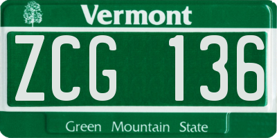 VT license plate ZCG136