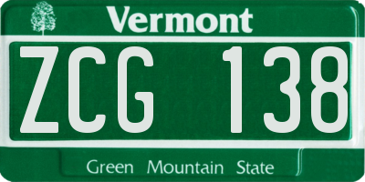 VT license plate ZCG138