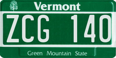 VT license plate ZCG140