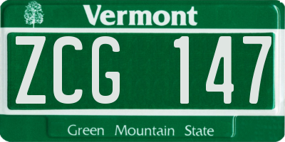 VT license plate ZCG147